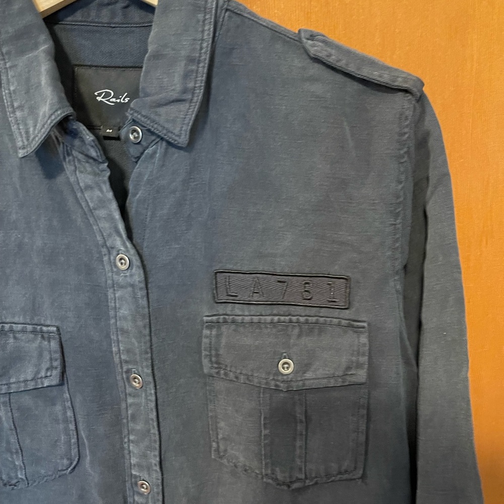 Rails Kato Military Embellished Shirt Jacket Dark Gray - Picture 6 of 9
